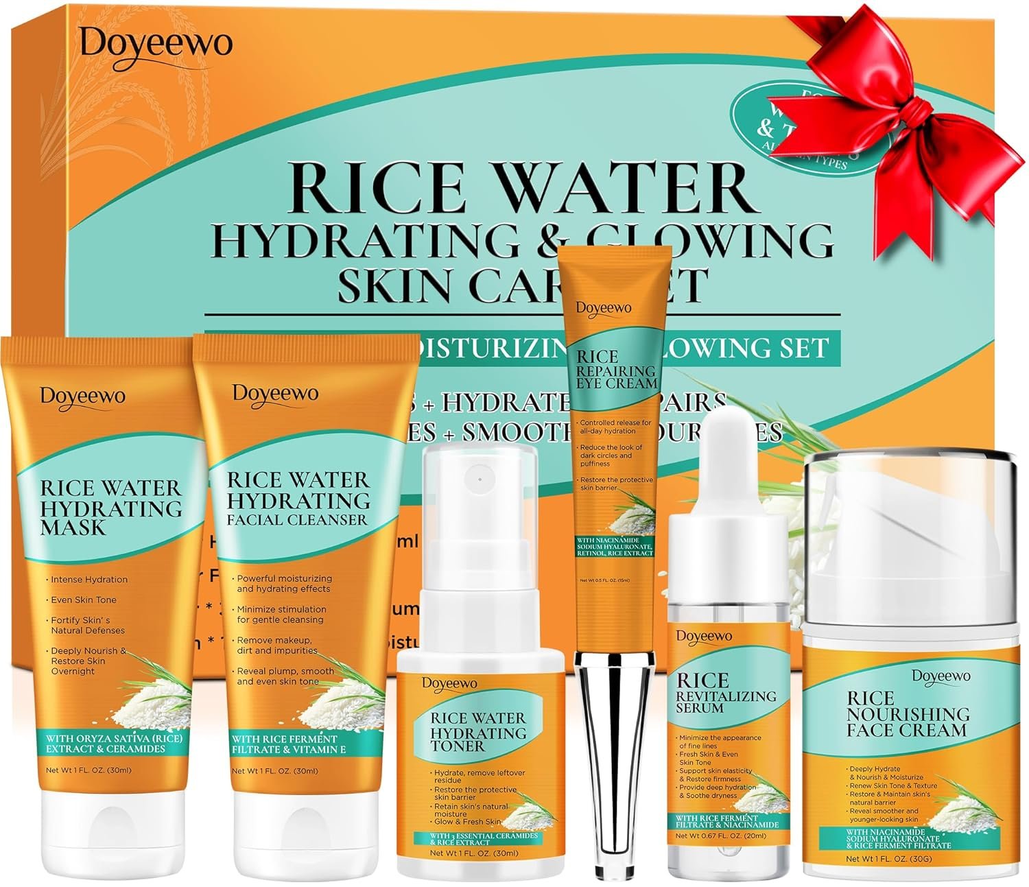 Comprehensive Review of the 6-Piece Skin Care Set Featuring Korean Rice Extract for Hydration and Anti-Aging Benefits